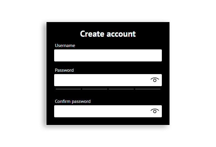 Account creation form