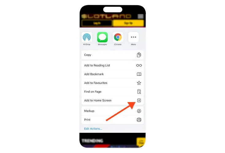 Adding an app to the home screen